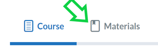 shows the location of the course materials tab